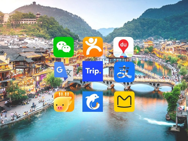 Màn hình điện thoại với các ứng dụng Alipay, WeChat, Amap, DiDi đã cài sẵn