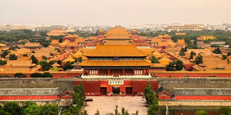 Công viên Cảnh Sơn nhìn toàn cảnh Cố Cung lúc hoàng hôn