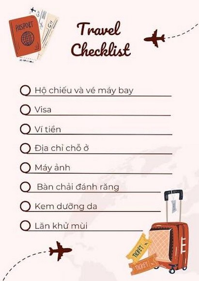 Danh sách checklist chuẩn bị trước chuyến đi đầu tiên