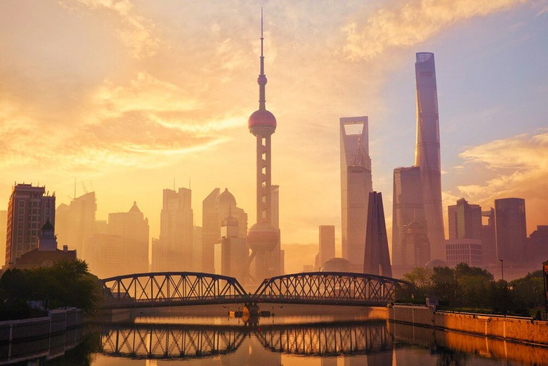 Hoàng hôn xuống sớm ở Thượng Hải vào mùa đông
