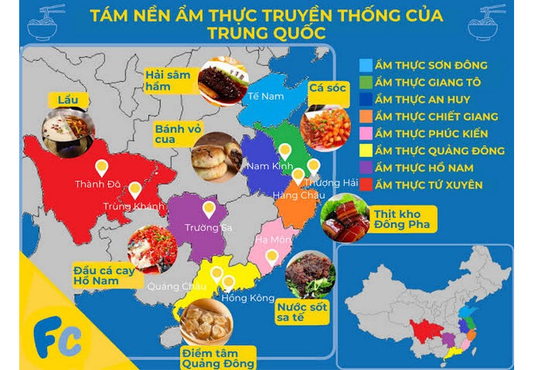 Bản đồ tám vùng ẩm thực lớn của Trung Quốc